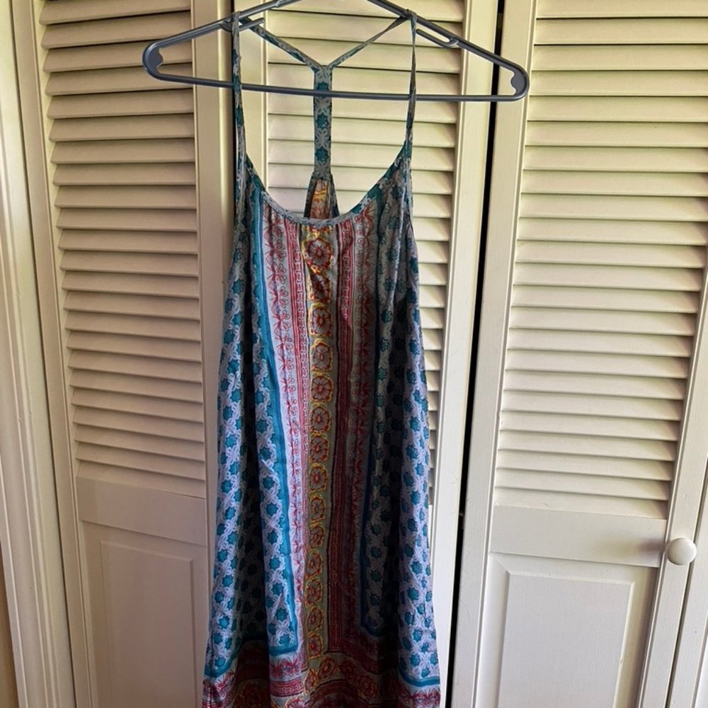 Angie spaghetti strap boho tassel dress, new